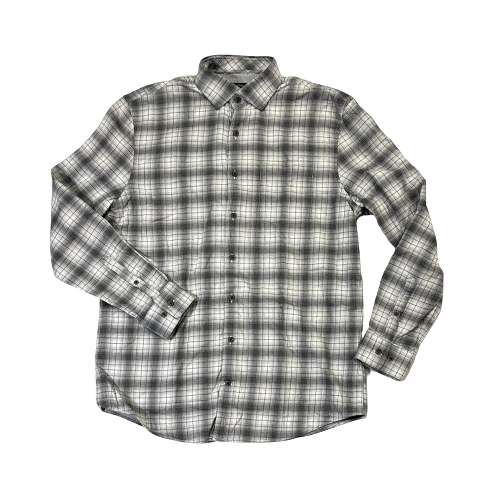 Johnnie-O mens L Large gray plaid top shelf button up casual shirt EUC